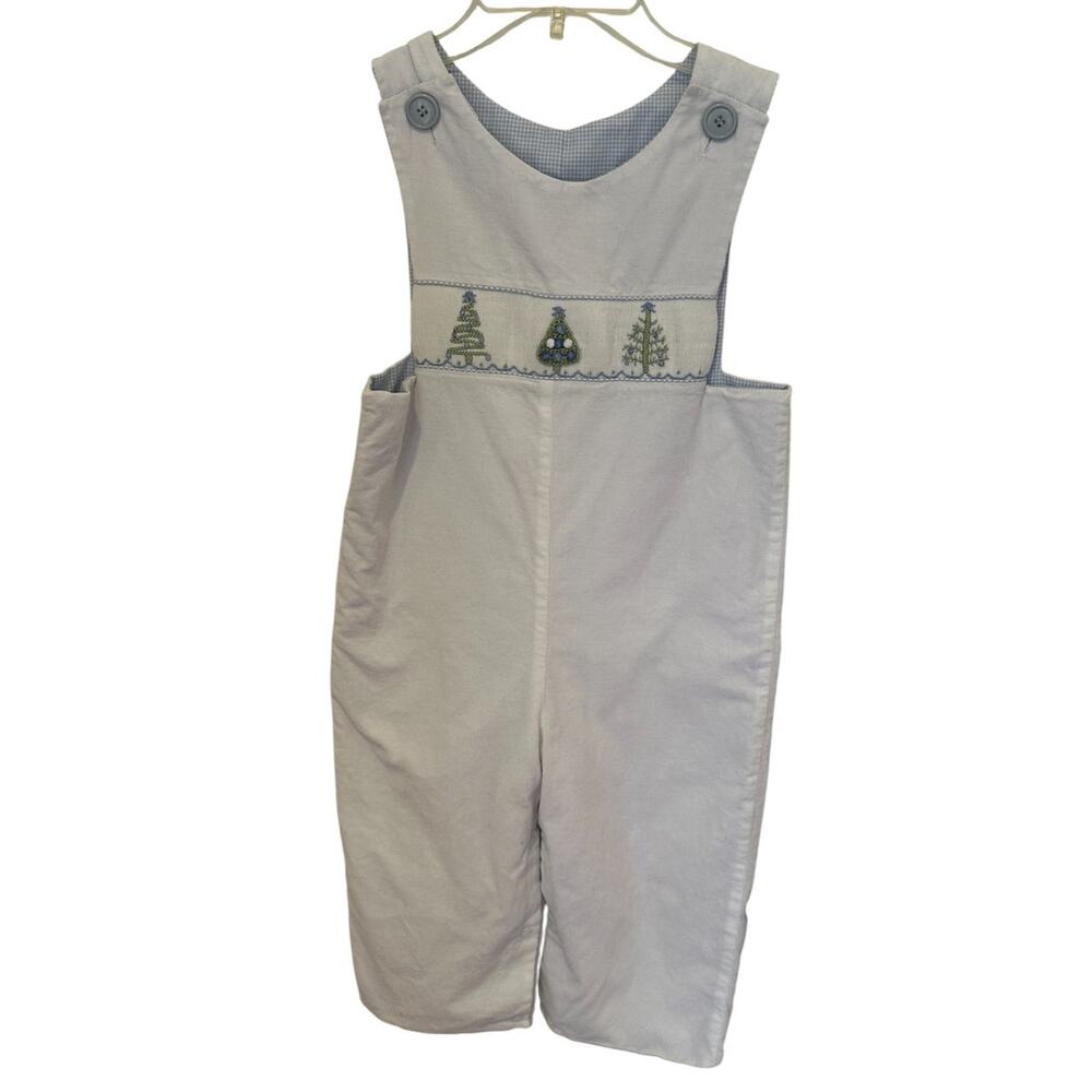 Zuccini Kids Boys Christmas Tree Overalls Romper Size 4T Holiday Smocked